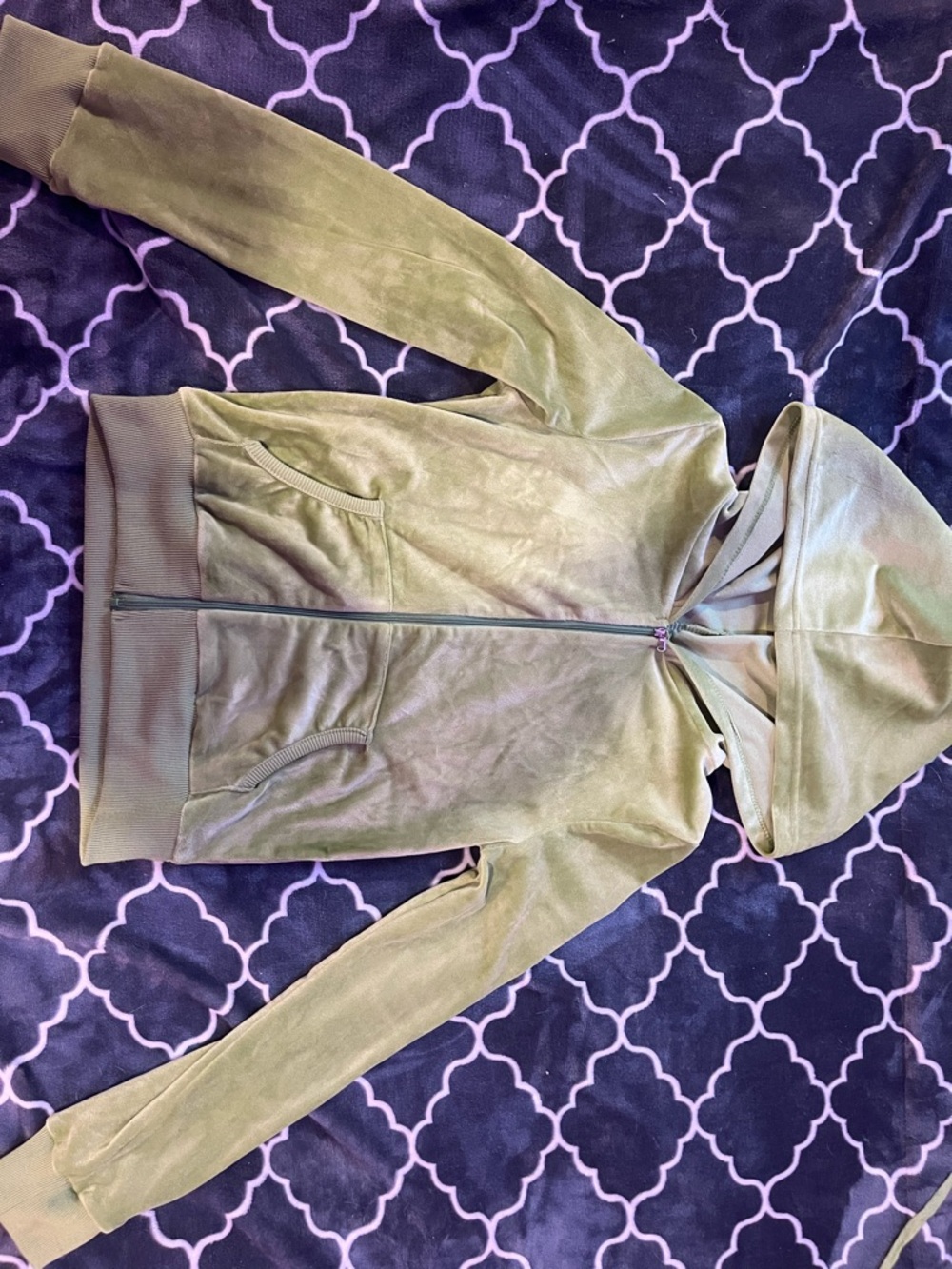 Green Velour Track Suit Set - Picture 2 of 5